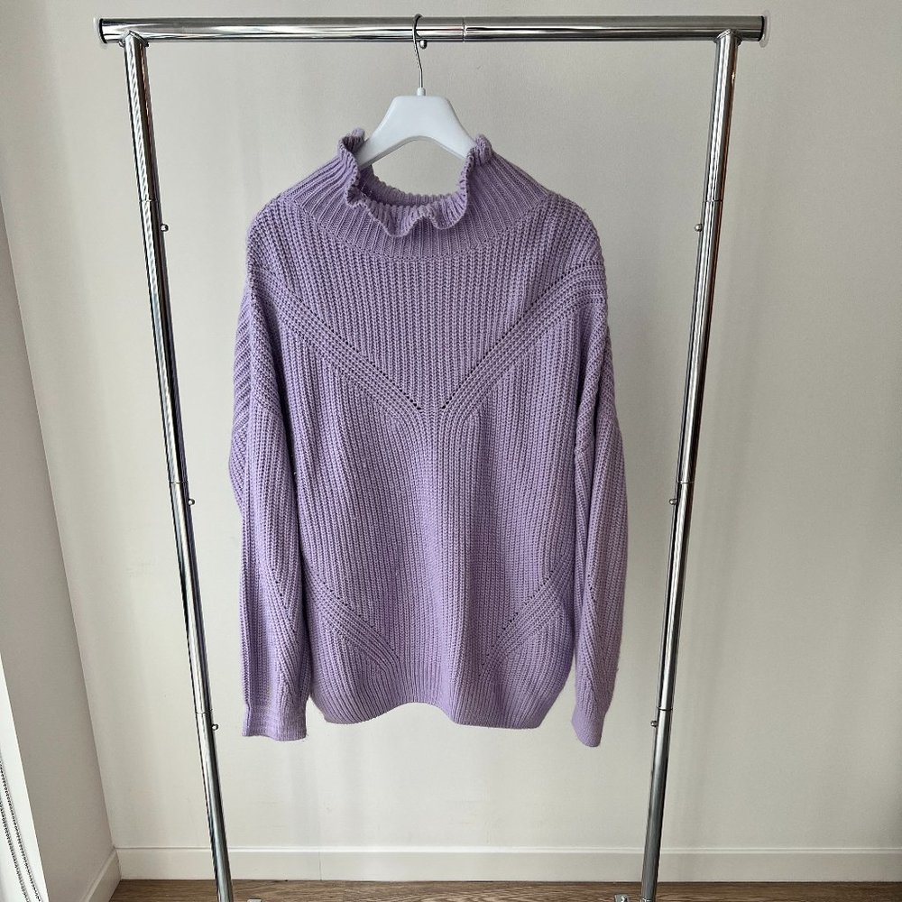 Women's Lavender Chunky Knit Turtleneck Sweater